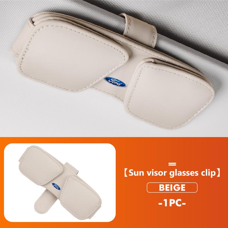 KLKW2 For Ford Leather Car Glasses Clip Sun Visor Sunglasses Organizer Escort KA Flex Everest KA Expedition Falcon Fusion