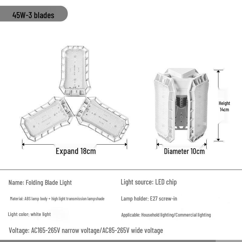 King Kong Folding Leaf UFO LED Bulb E27 Screw Lamp for Home and Garage