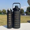 3Pcs Set Large Capacity Gradient Color Sport Water Bottle Plastic with Time Marker Gym Straw Cup Leakproof Water Cup School
