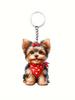 1 cute puppy keychain 2D acrylic animal keychain bag backpack pendant car key pendant dog mom dad pet enthusiast gift