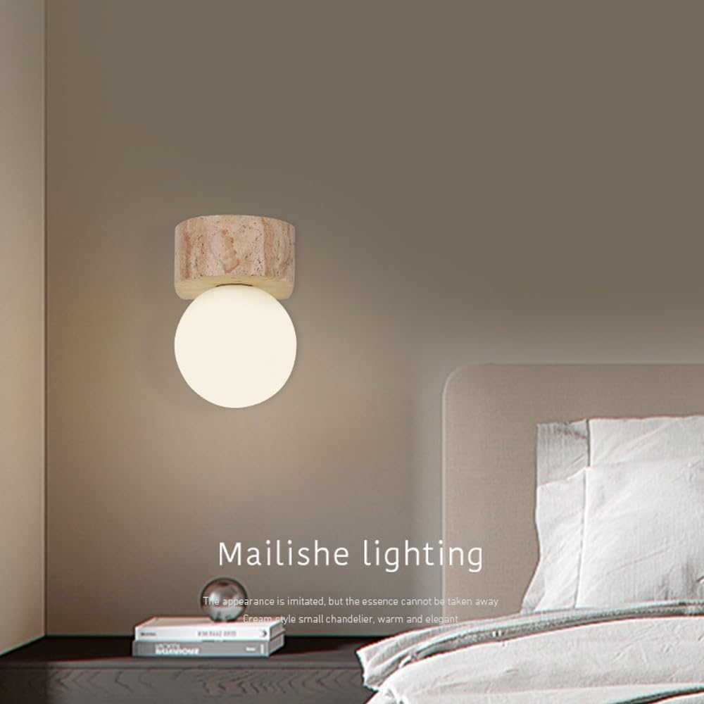 Mid Century Modern Wall Sconce White Milk Glass Marble Wall Light Fixtures Vintage Natural Stone Hallway Light Farmhouse Bedside Wall Mounted Lamp