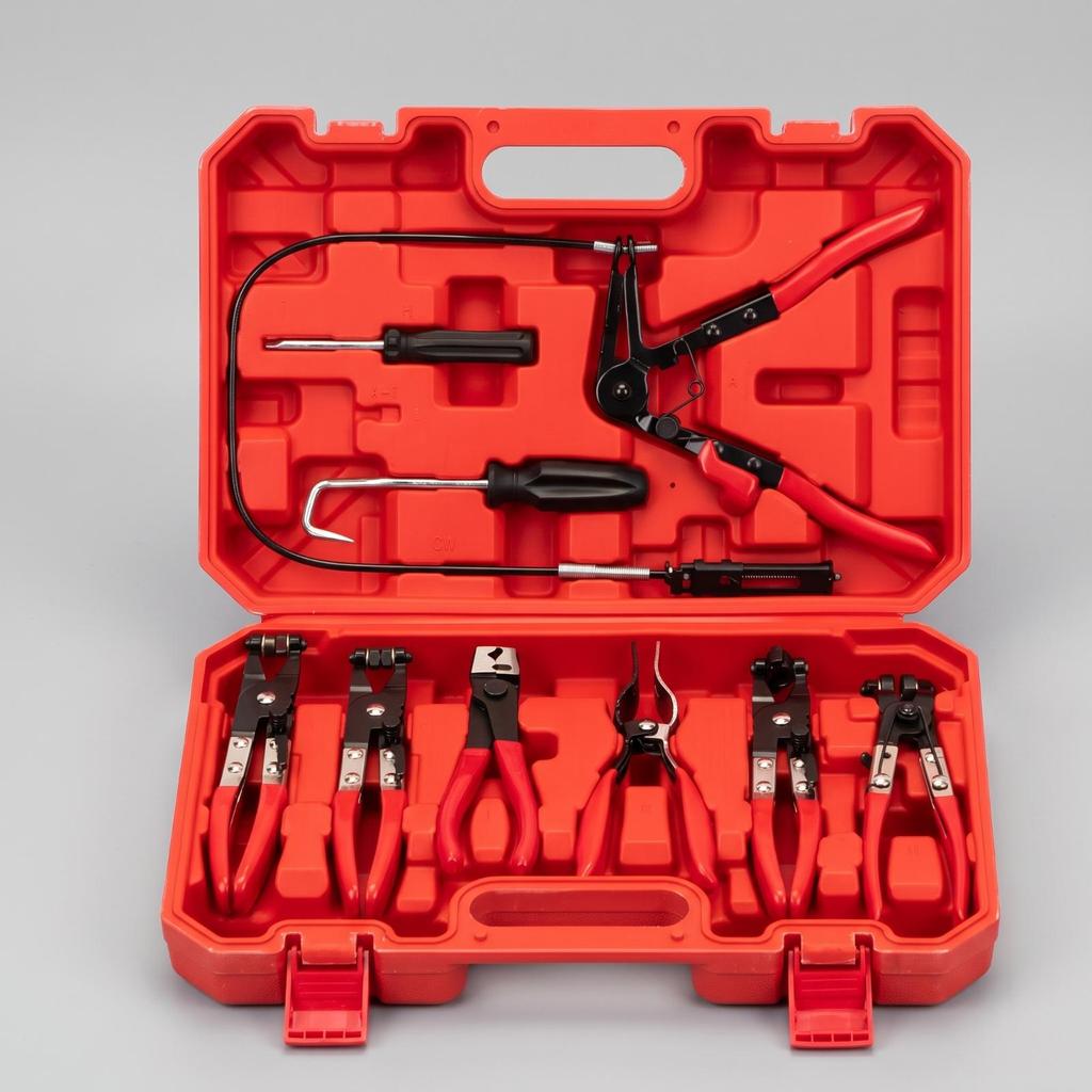 9 Pieces LongReach Hose Clamp Plier Kit | Coated Comfortable Grip, Automotive Pliers Set,