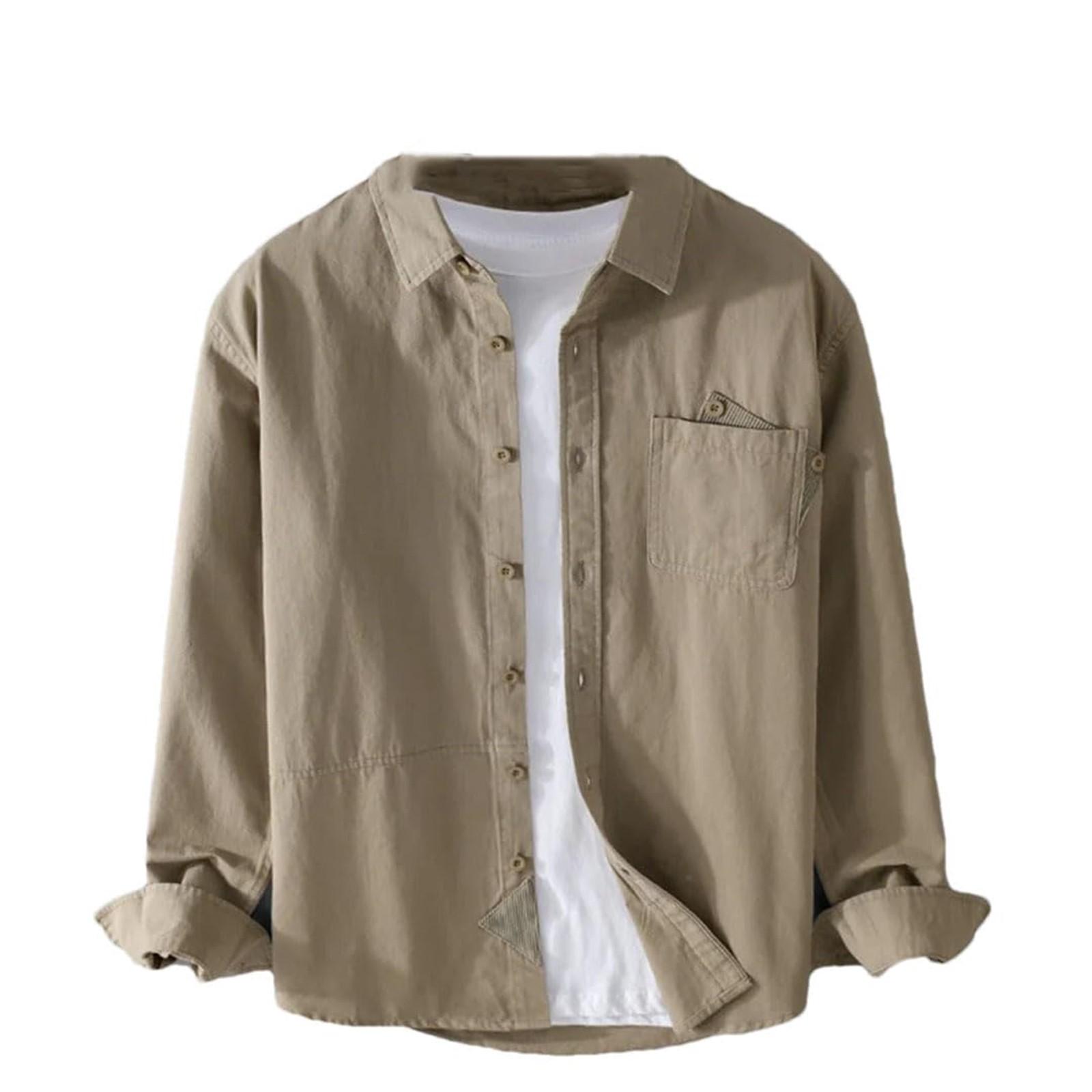 

Men Slim Quick Dry Dress Shirts Casual Lightweight Button Down Hiking With Pockets XL хаки