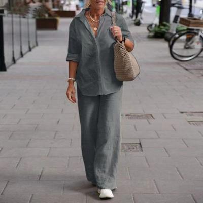 1 Set Damen Casual Übergröße Weitbeinige Hosen Lockere Outfits
