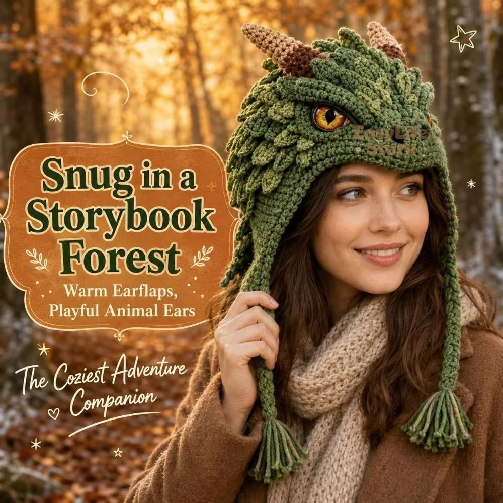 Handmade Knitted Hat Crochet Kit DIY Animal Hood Hat Crochet Kit  for Beginners