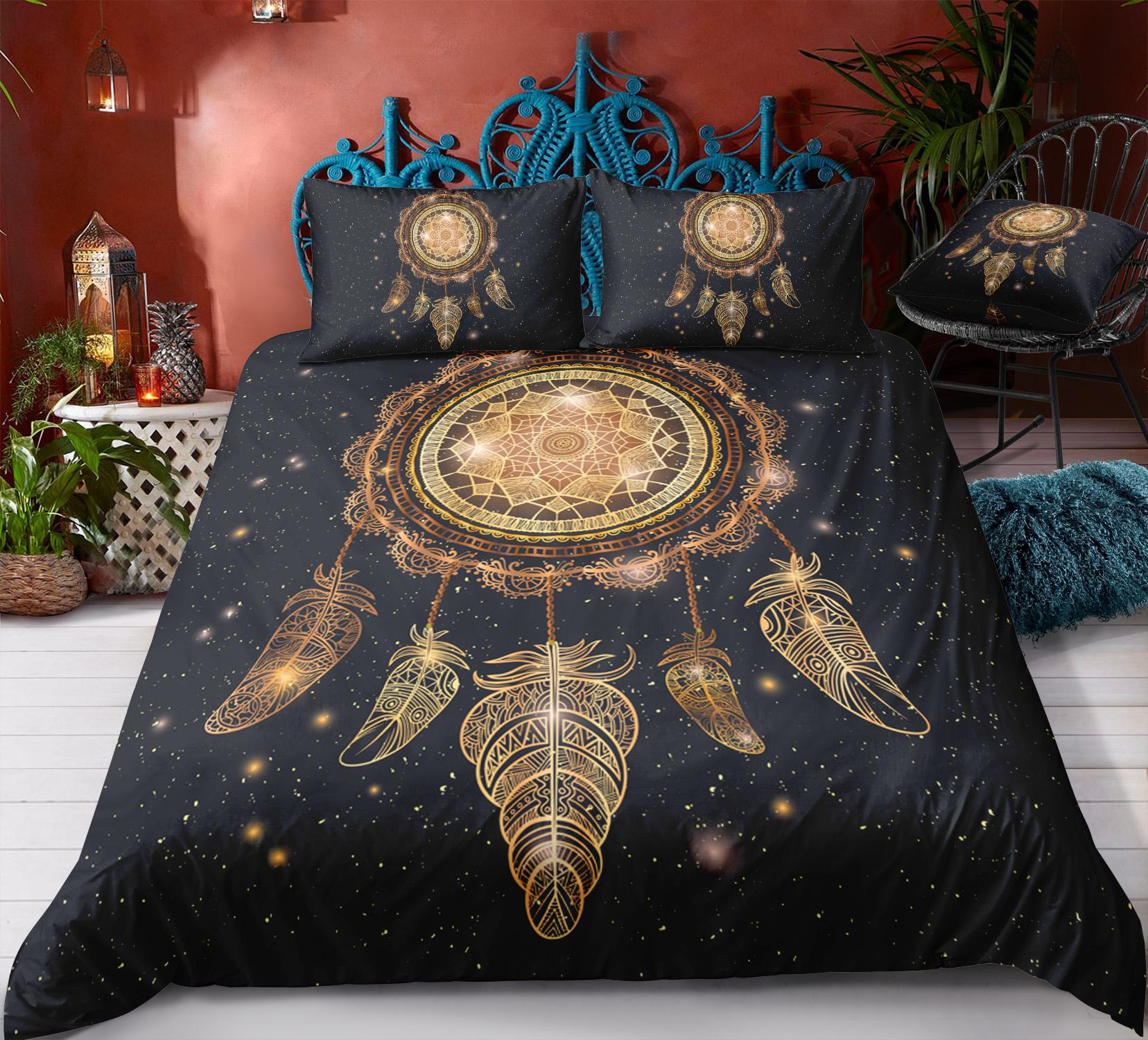 

Комплект постельного белья с цифровой печатью высокой четкости, сетка «Ловец снов», пуховый пододеяльник, наволочка, 2 или 3 шт. AU140 * 210, комната для девочек, украшение дома Baby 100x135cm