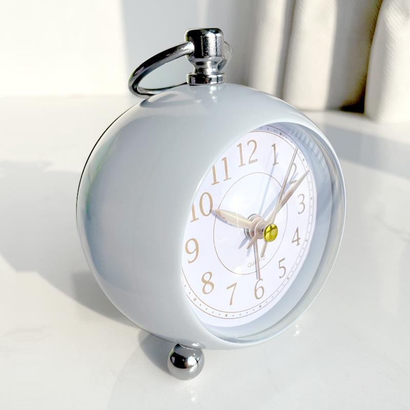 Metal Silent Alarm Clock with Night Lights Spherical Foiled Clock Face Student and Children's Desktop Alarm Clock