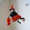 Multicolor Halloween Hanging Decoration Cartoon Pumpkin Ghost Riding a Broomstick Witch Drop Ornament Scene Dress Up