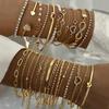 Fashion Minimalist Zircon Bracelet Sets for Women Vintage Elegant Heart Snake Chain Layered Bracelets Birthday Vacation Jewelry