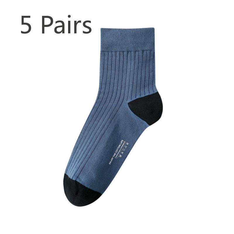 

5 пар мужских осенне-зимних носков из чистого хлопка 7A с антибактериальным дезодорантом без косточек для спорта 5 Pairs синий
