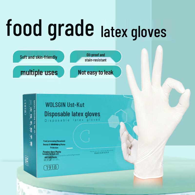 Usijing Disposable Durable Latex Gloves, 100-Count Large