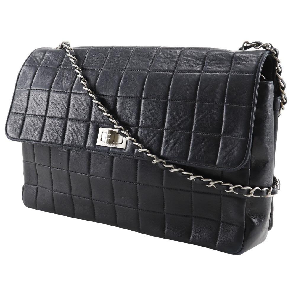 CHANEL 2.55 Chocolate Bar Shoulder Bag ChainShoulder vintage black lambskin Women Used