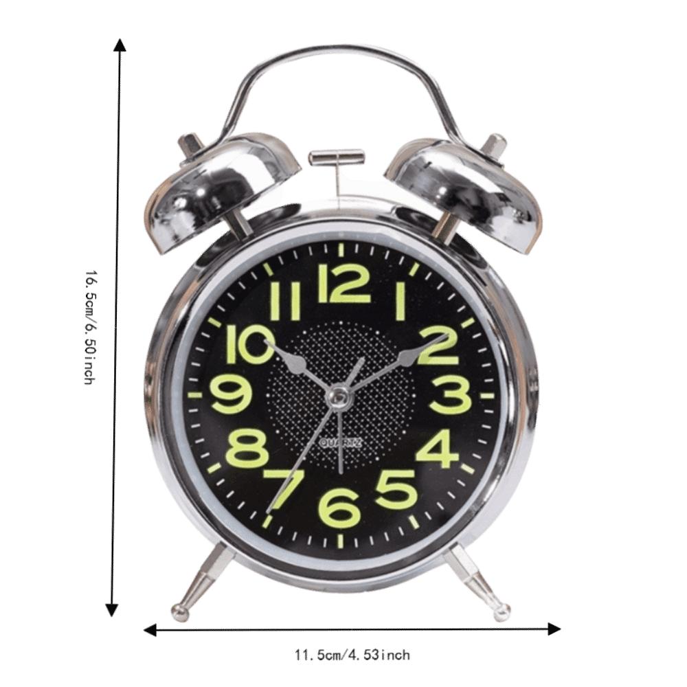 4 Inch Dial Twin Bell Alarm Clock Silver Battery Operated Alarm Clock  For Bedside Use