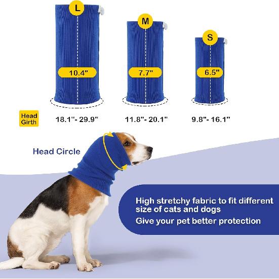 Nanaki Upgraded Dog Calming Hoodie Anxiety Relief, No Shake Ear Wraps for Dog, Soft Dog Hematoma Ear Wrap Anti-slip Dog Head Muffs Ear Protection Dog