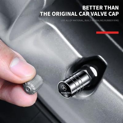 Hot 2025 For AMG W124 4pcs Metal Car Wheel Tire Valve Caps Stem Case Covers For Mercedes Benz B/C/E/S Class A Class C200L GLC GL