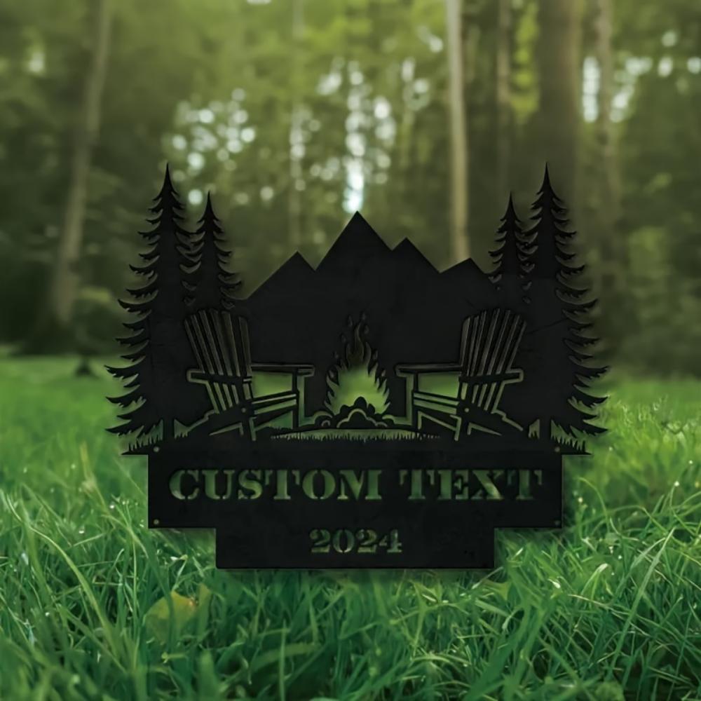 Stylish Boho Metal Campfire Wall Decor Outdoor Sign Nature Lover Gift