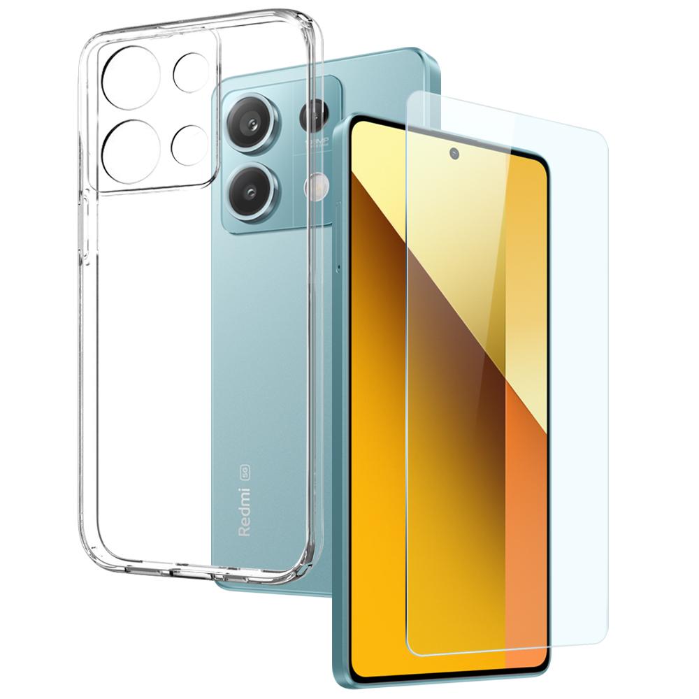 NORTHJO For Xiaomi Redmi Note 13 5G Case TPU Slim-Fit Back Phone Cover with Tempered Glass Film