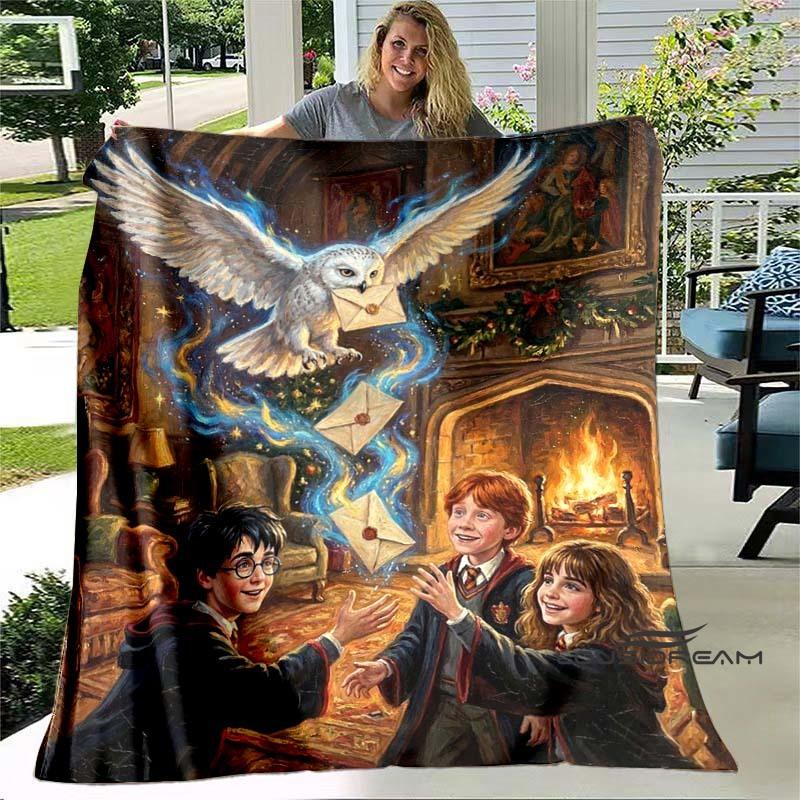 Cute & Kawaii-Style 3D Printed Blanket — Harry Potter Theme: Warm and Cozy Flannel Throw. Perfect for Bedrooms, Sofas, Beds, Sea