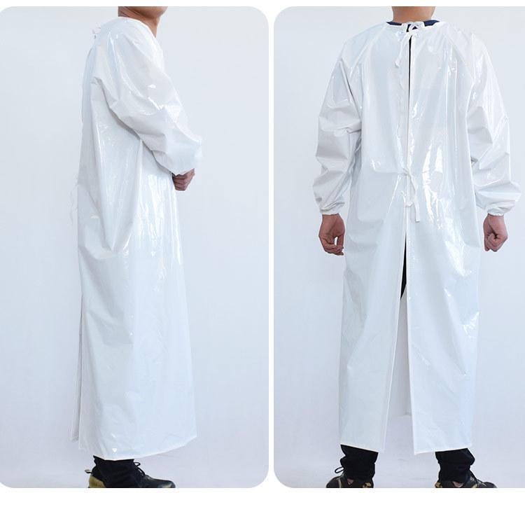 Livsmedelsgodkänd TPU Vattentät och Oljebeständig Syrabeständig Arbetsförkläde med Lång Ärm för Slakteri