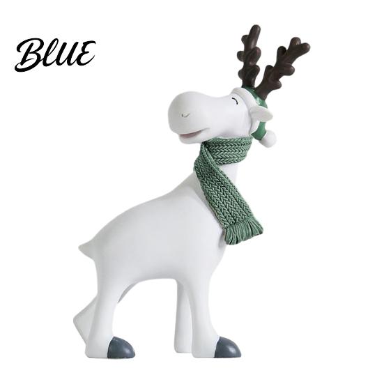 Knitted Scarf Deer Scarf Cute Minimalist Reindeer Resin Decor Nordic Figurine with Healing Statue Matte White Animals Mini Animal
