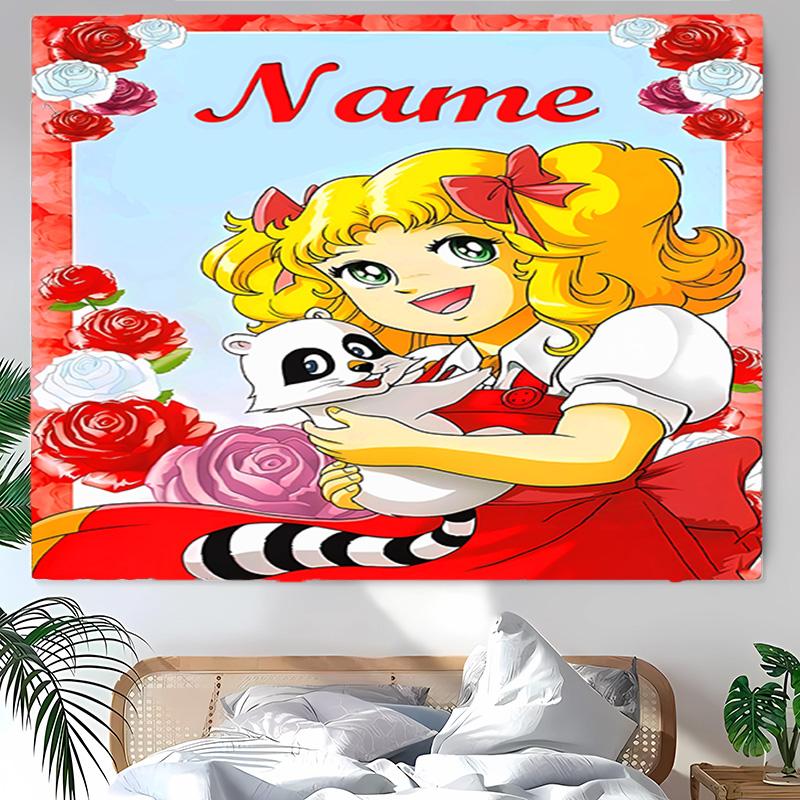 Personalized Candy Candy Background Tapestry,Custom Name Birthday Party,Multifunctional Wall Decoration for Home Decor,Various Occasions