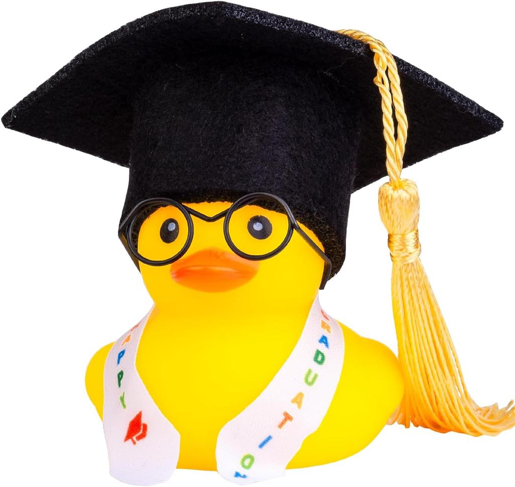 Graduation Ducks Car Dashboard Decorations Rubber Duck Car Ornaments Accessories With Mini Graduation Hats Sashes Glasses
