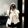 'Milk coffee small vest 'ring bag small cape vest fluffy jacket women's autumn and winter fur integrated small man