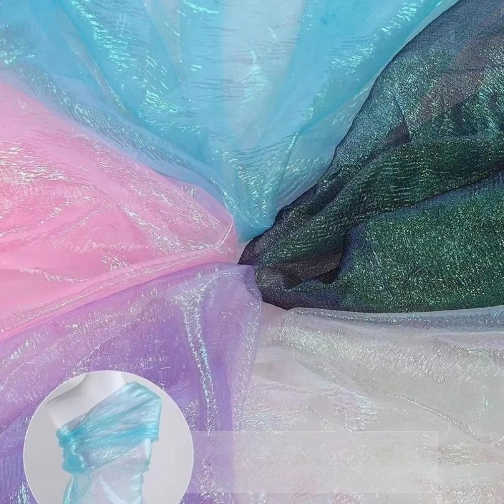 Wrinkled Organza Fabric Illusion Color Iridescent Organza  for Dress Curtains