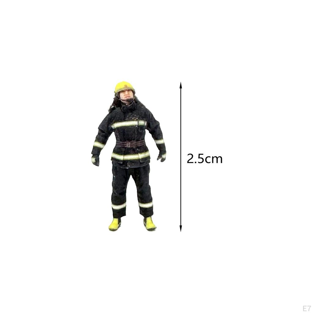 3 Pieces Miniature Firefighter Figures Sand Table Ornament Architecture Model Diorama Action