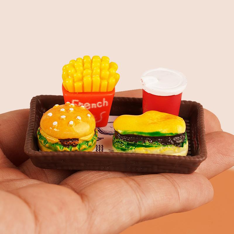 

Кукольный домик Миниатюрная еда Игра Симуляция Бургер Картофель фри Жареная курица Семейный набор-ведро Модель Украшение Кукольный домик Ob1