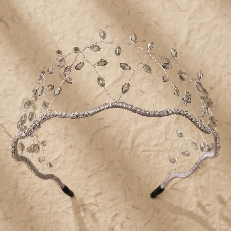 

Handmade Beaded Crown Headband Party Hair Accessories Pressing All-match Crystal