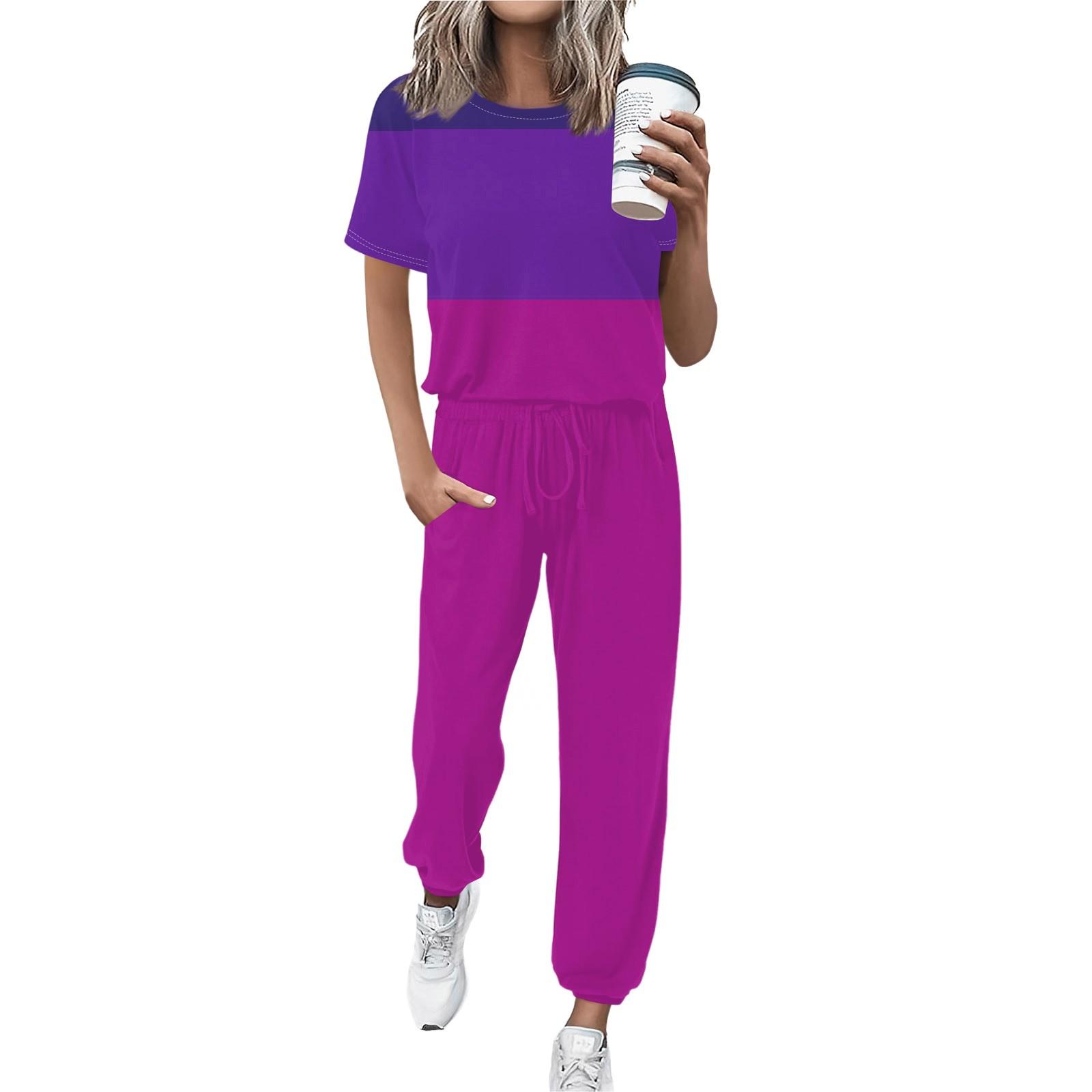 

Женский спортивный костюм с круглым вырезом и коротким рукавом, свободные брюки XXL