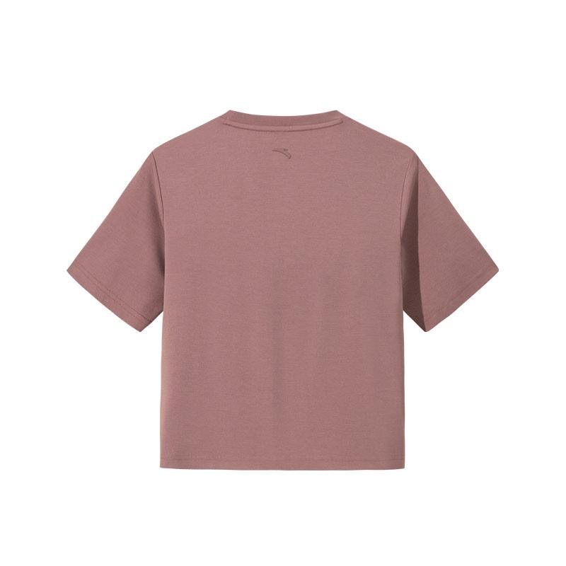 Anta Simple Versatile Solid Color Short Sleeve Round Neck T-Shirt Women Tops Honey-Pink 162527107-1