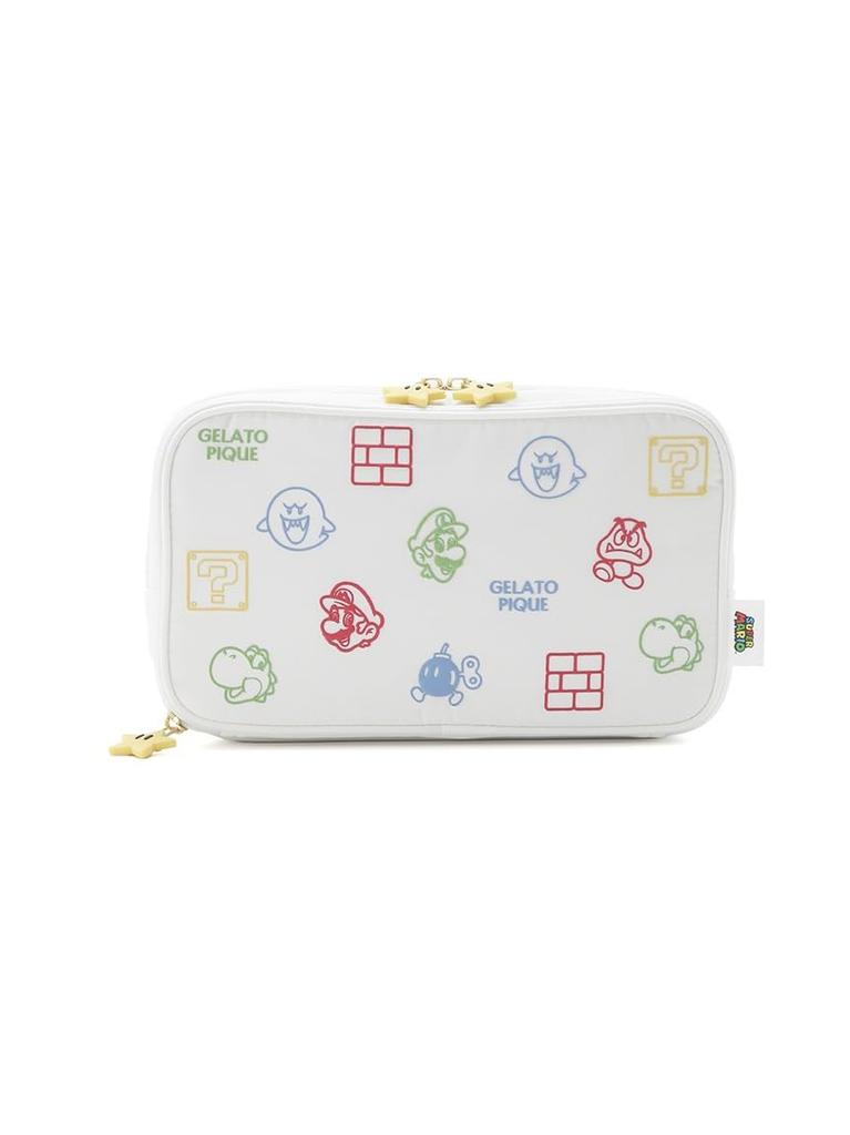 Super Mario Assorted Pattern Gadget Pouch PWGB241630 OWHT [Gelato Pique] Women's