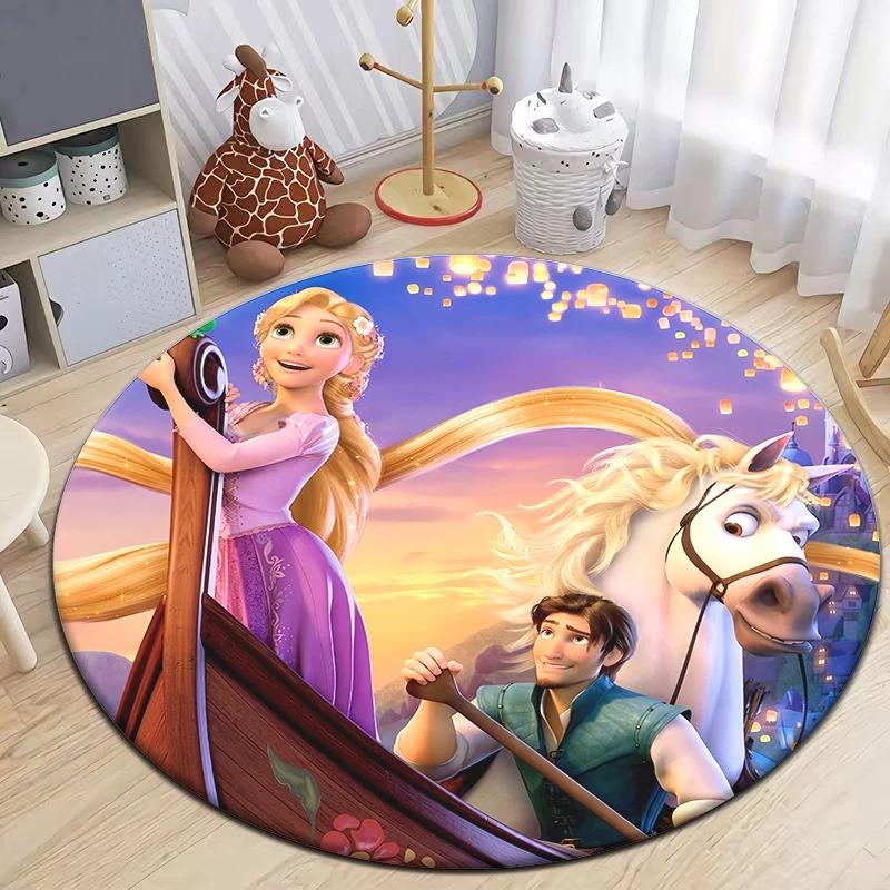 Disney Princess Cartoon Circular Mat HD Printed Bedroom Balcony Entrance Door Sofa Non-slip Carpet Home Decoration Rug