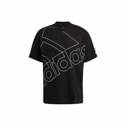 adidas casual sporty printed crew neck short-sleeve T-shirt for men, black S чёрный