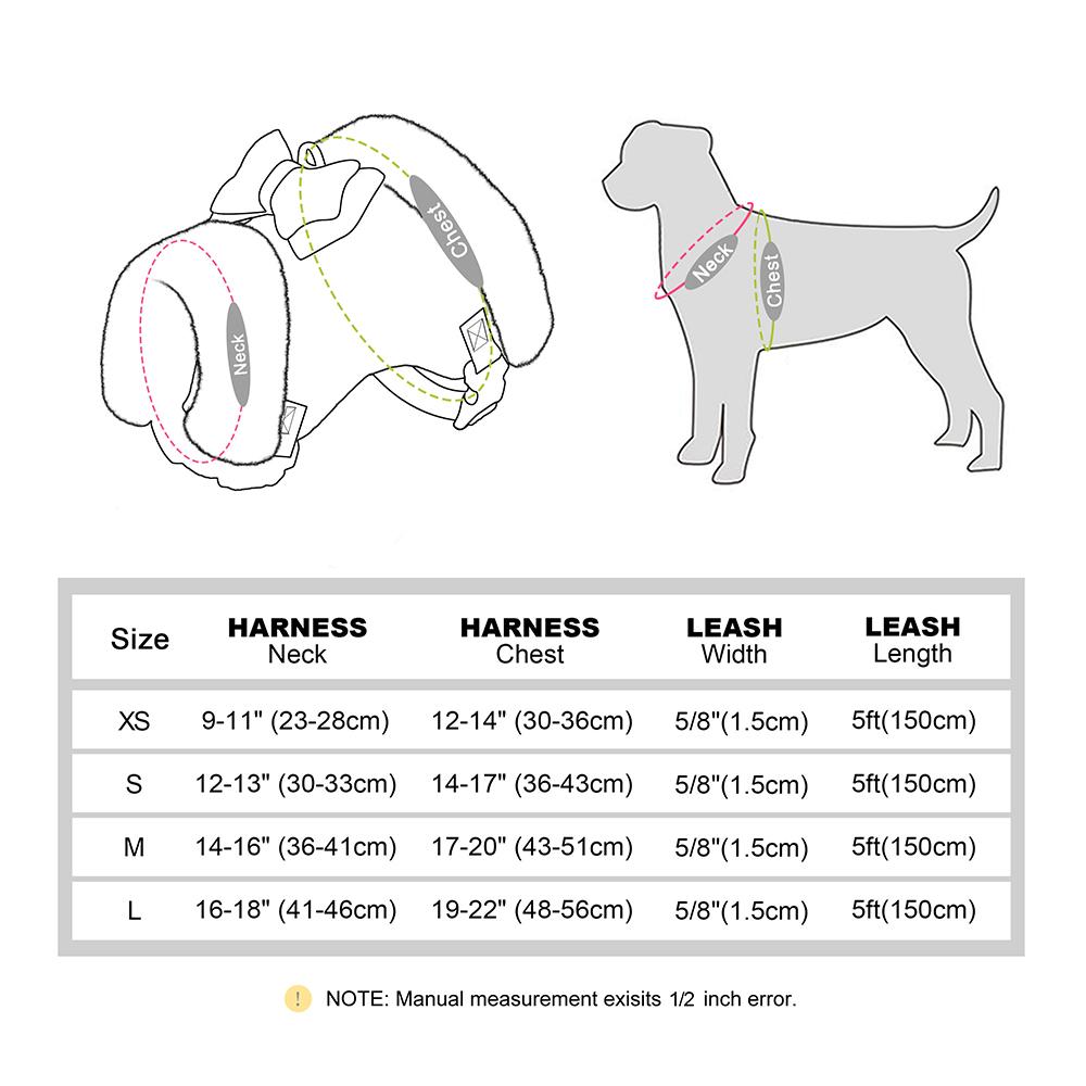 Warm Fur Puppy Dog Harness Leash Cute Bowknot Dogs Cat Harnesses Padded Pet Vest With Matching Lead Rope For Dogs Cats Winter