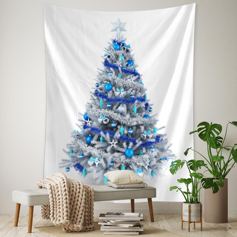 

Голубая звезда Рождественская елка Гобелен Настенный Рождественский фестиваль Богемный стиль Колдовство Психоделический домашний декор 200x150CM
