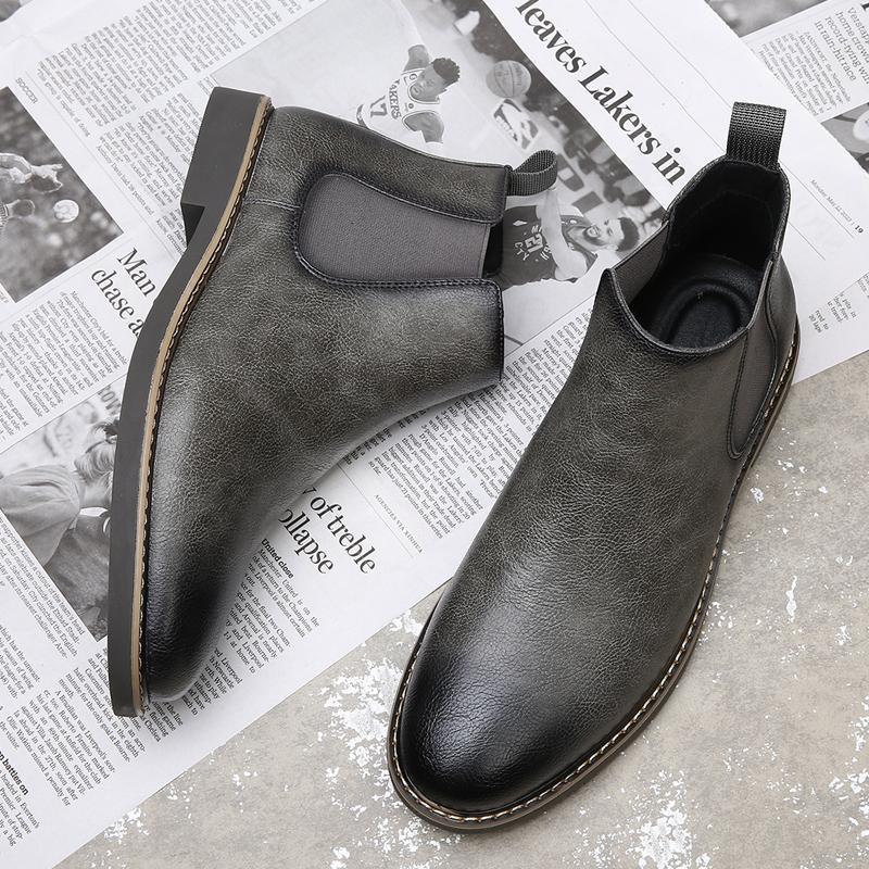 Men's Chelsea Boots Retro Style Comfortable Fashionable Men's Boots Pointed Toe Mid-Calf Chelsea Boots