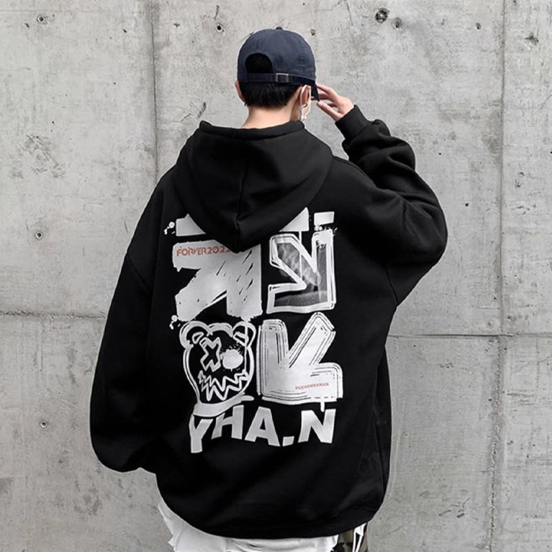 Herren Trendy Amerikanisches Übergroßes Kapuzensweatshirt - Herbst/Winter Samtmantel