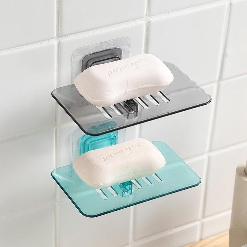 1Pcs Creative Bathroom Wall-mounted Crystal Soap Double Dish Drain Soap Box Portable Soap Dish