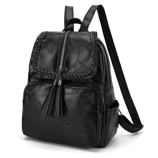 Unisex Retro Backpack Faux Leather Waterproof Schoolbag Anti-Theft Multi-Pocket Backpack for Street Travel College Students