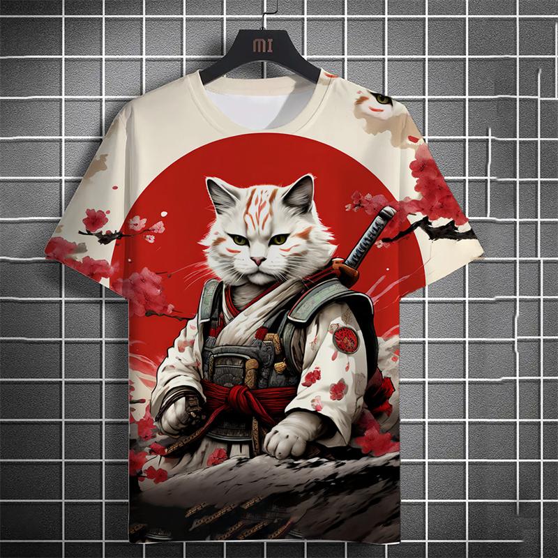 Fashion Japanese Ukiyo-e Cats Graphic T Shirts Summer Trend Short Sleeve Men Women 3D Printed T-shirts Casual Harajuku Tees Tops