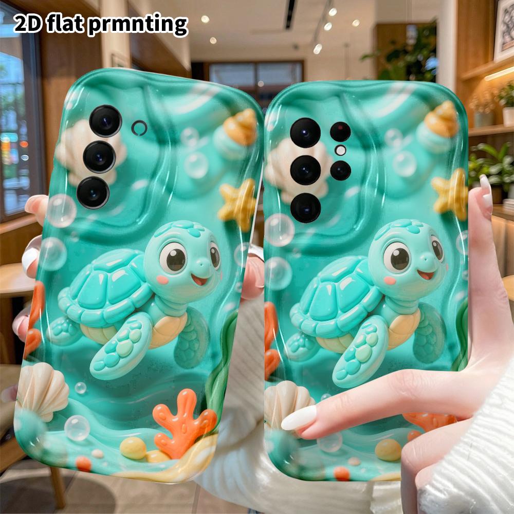 Phone case: 2D flat, compatible with Samsung Galaxy A34 A35 M05 M06 S20 S22 S21 FE Plus 5G protective cases, little sea turtle, perfect Christmas and