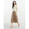 JUZUI Elegant Commuter High-Waist Wool Blend A-Line Midi Skirt