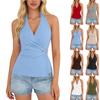 Women's Fashionable Plain Sleeveless V-neck Sexy Cross-Back  Top