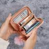 Ladies short purse   diamond embroidered iron hanging hair ball coin purse card leisure foreign trade package