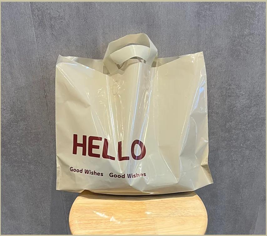 50pcs Plastic Handbag Clothing Store Shopping Packaging Gift Storage Portable Color Shop Universal Bags for Business Pocket