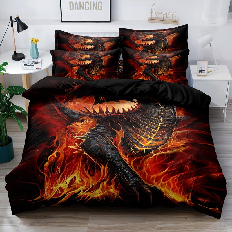 3-Piece Simple Modern Skull Animal Pattern Digital Printed Down Duvet Cover Set,Bedding Set(1 Down Duvet Cover+2 Pillowcases)