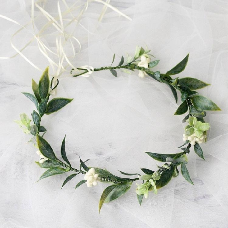 Kvinnlig Blomsterkrans Blommig Huvudbonad Festival Bröllop Hårkrans Fest Bladblomma Krans Blommig Armband